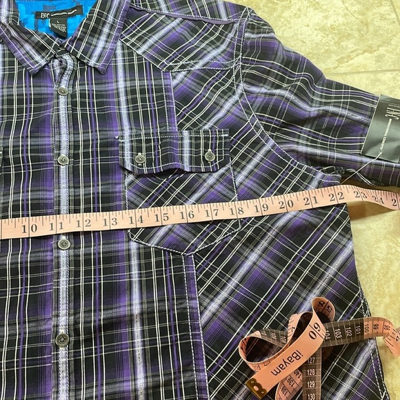 INC International Concepts Purple Plaid Western Shirt Men’s Large Long Sleeve - Picture 9 of 14